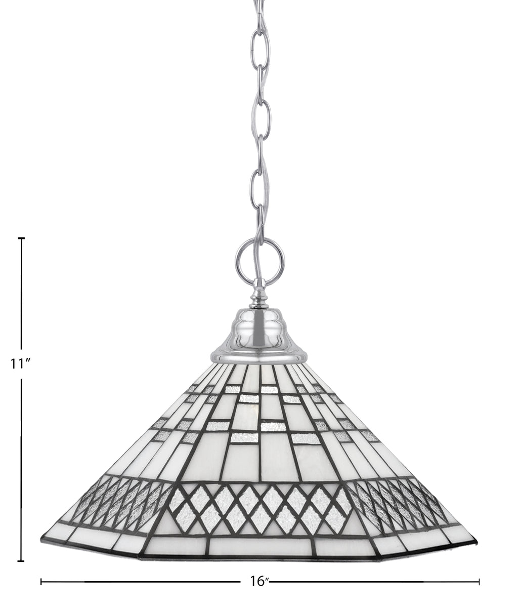 Any One Light Pendant in Chrome with 16" Pewter Art Glass Shade
