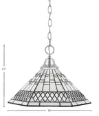 Any One Light Pendant in Chrome with 16" Pewter Art Glass Shade