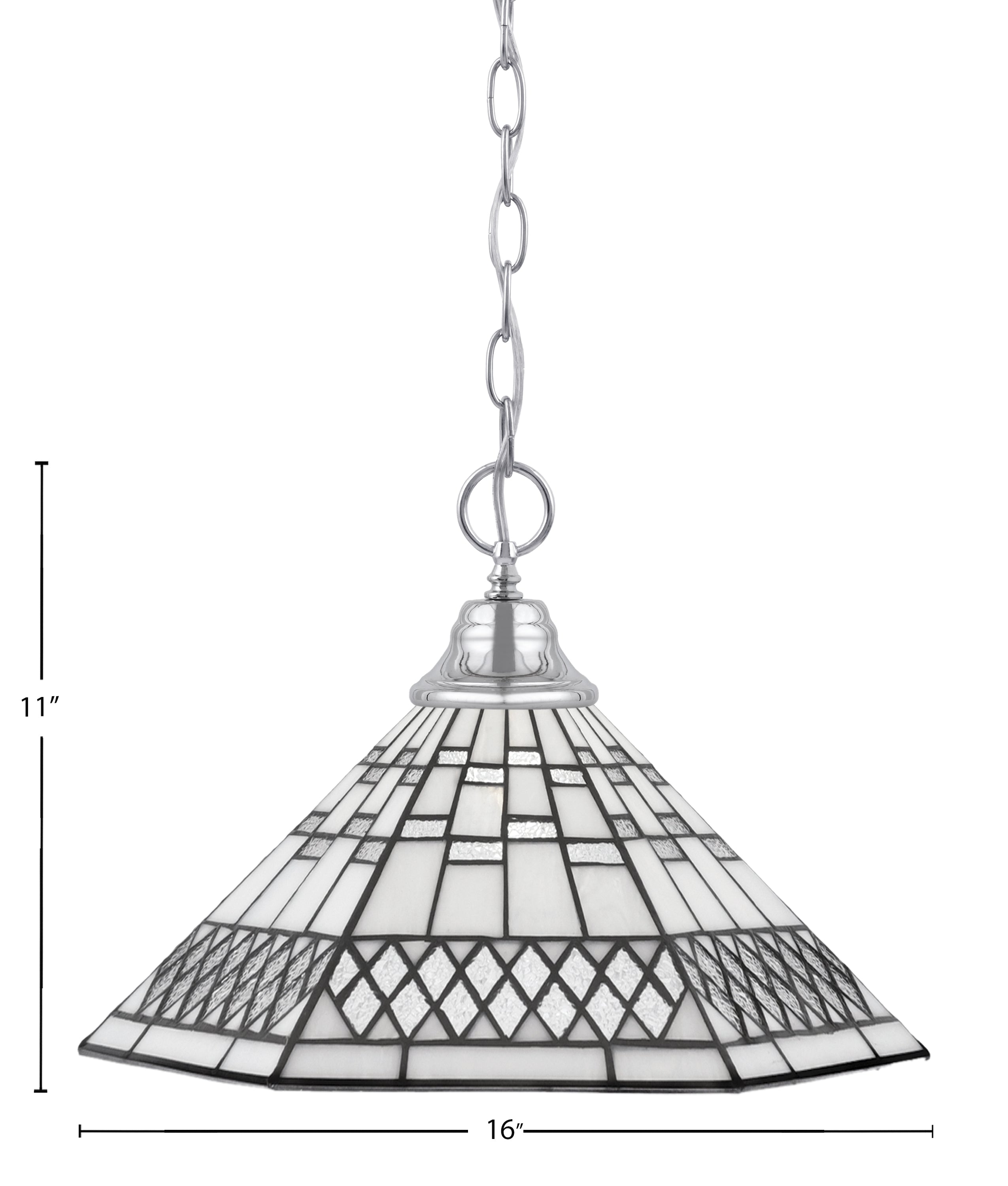 Any One Light Pendant in Chrome with 16" Pewter Art Glass Shade