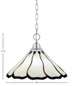 Any One Light Pendant in Chrome with 16" Pearl & Black Flair Art Glass Shade