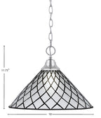 Any One Light Pendant in Chrome with 16" Diamond Ice Art Glass Shade