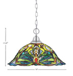 Any One Light Pendant in Chrome with 19" Kaleidoscope Art Glass Shade