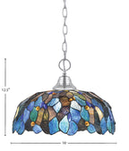 Any One Light Pendant in Chrome with 16" Blue Mosaic Art Glass Shade