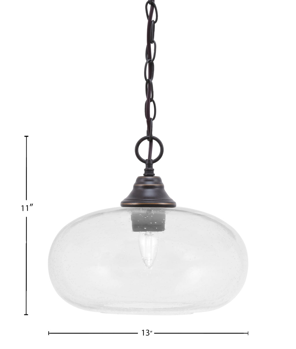 Chain One Light Pendant in Dark Granite with Clear Bubble Shade
