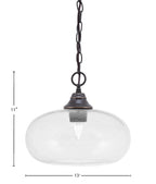 Chain One Light Pendant in Dark Granite with Clear Bubble Shade