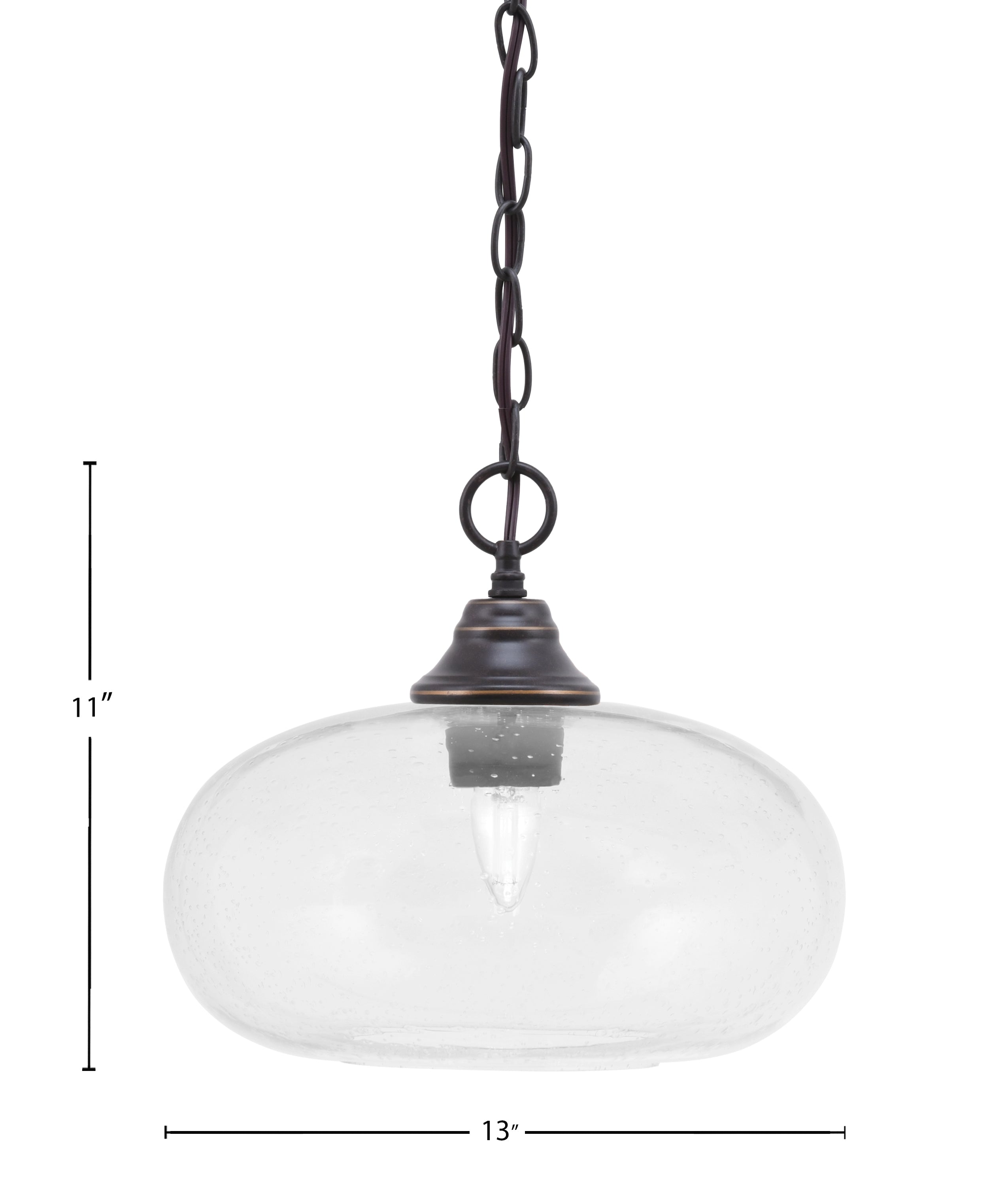 Chain One Light Pendant in Dark Granite with Clear Bubble Shade