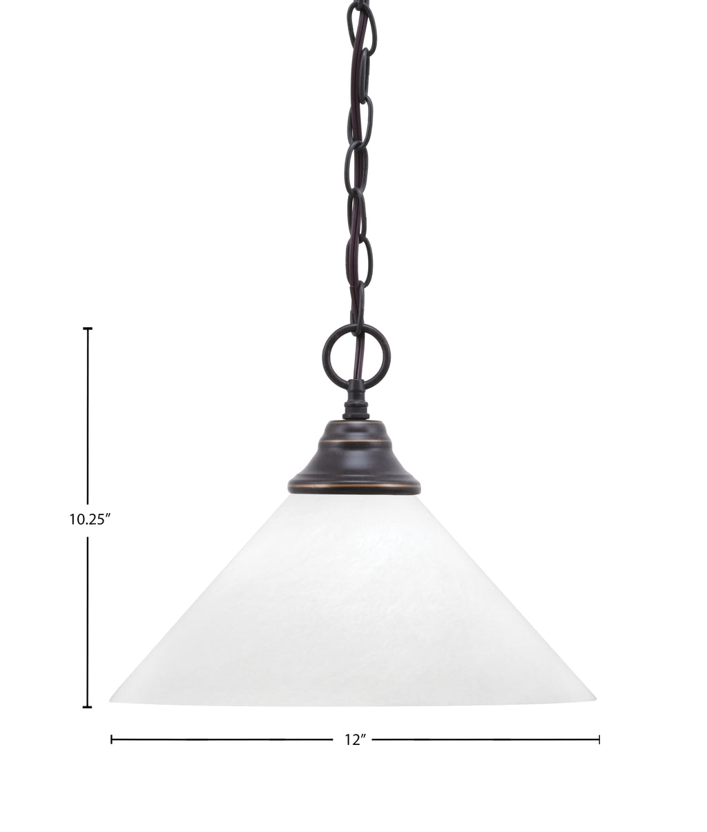 Chain One Light Pendant in Dark Granite with White Marble Shade