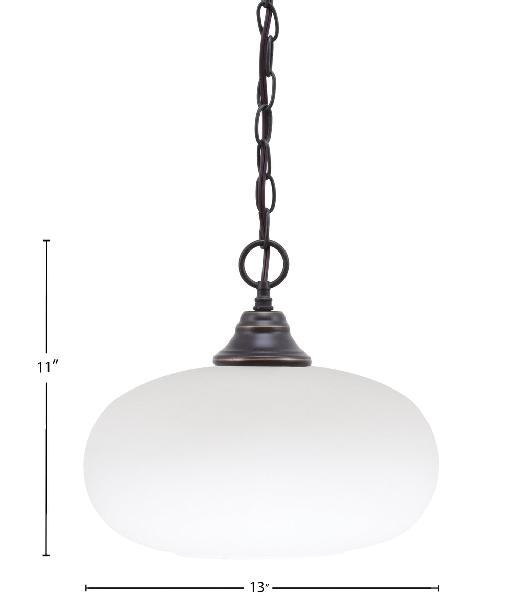 Chain One Light Pendant in Dark Granite with White Muslin Shade