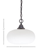Chain One Light Pendant in Dark Granite with White Muslin Shade