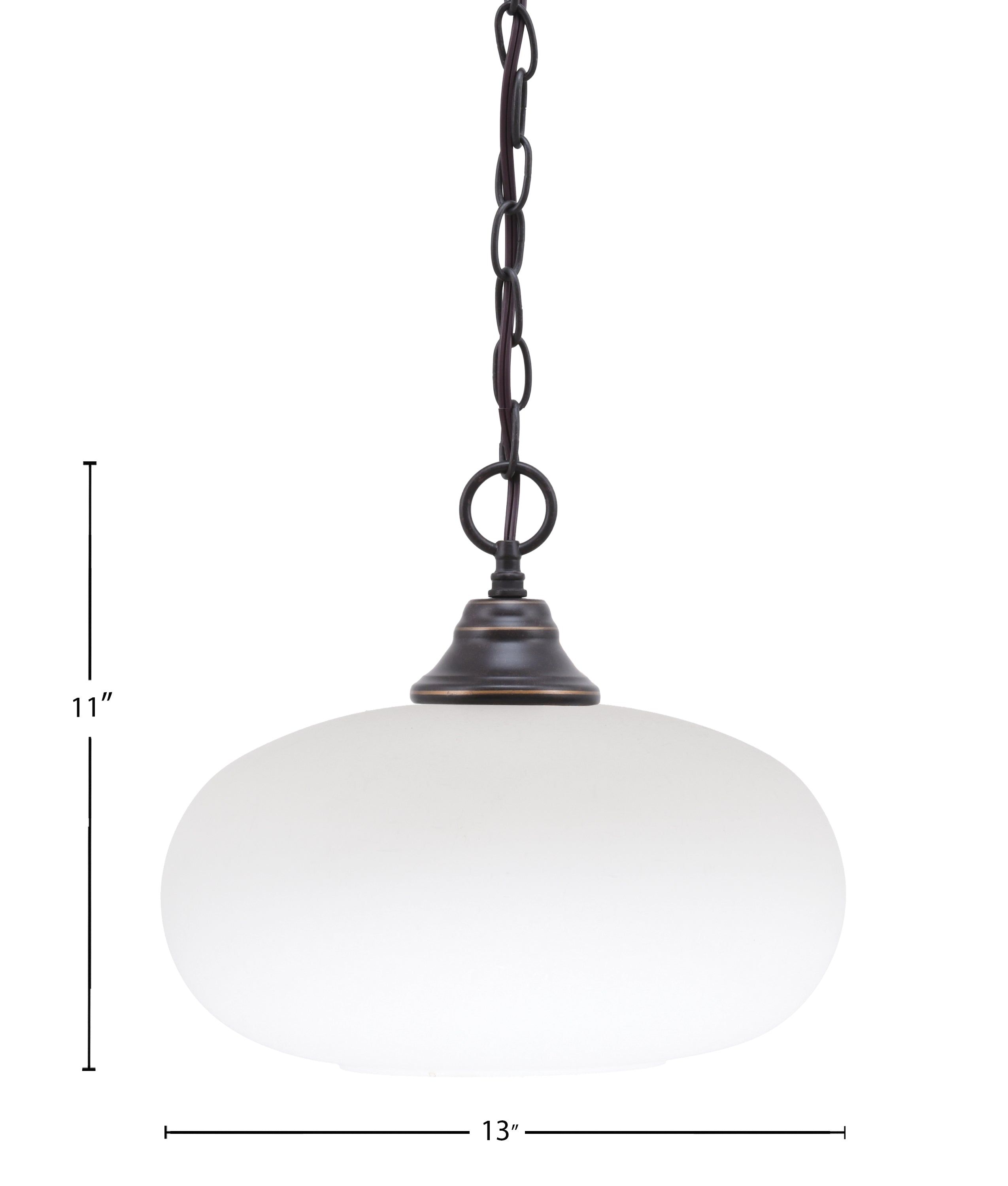 Chain One Light Pendant in Dark Granite with White Muslin Shade