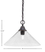 Chain One Light Pendant in Dark Granite with Smoke Bubble Shade