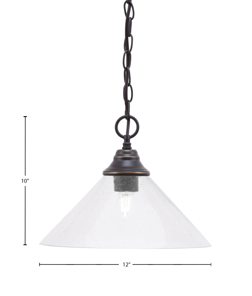 Chain One Light Pendant in Dark Granite with Clear Bubble Shade