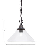 Chain One Light Pendant in Dark Granite with Clear Bubble Shade