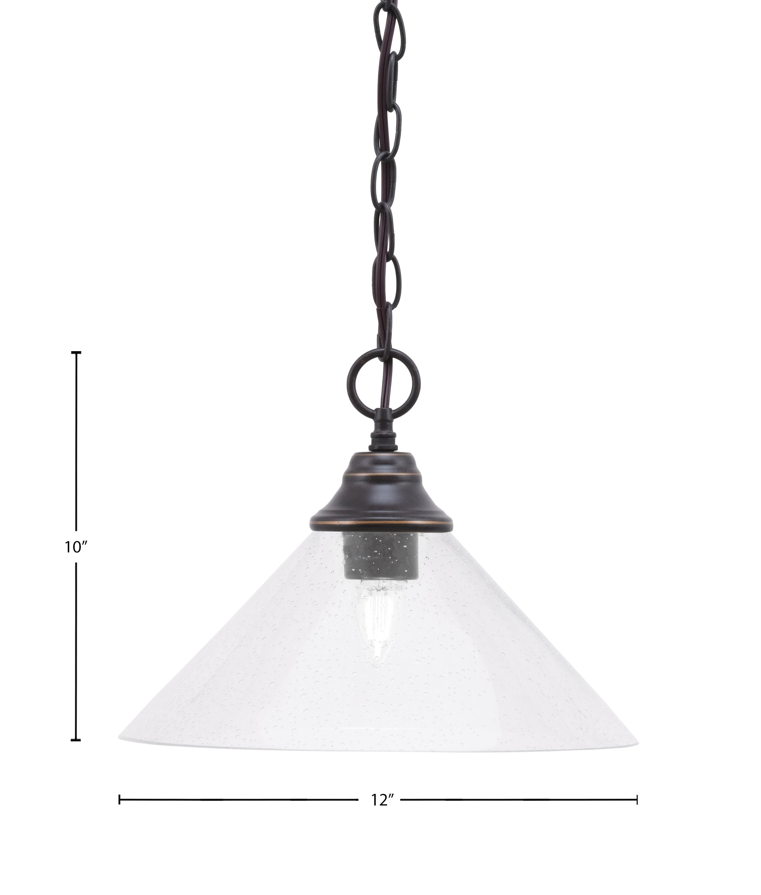 Chain One Light Pendant in Dark Granite with Clear Bubble Shade