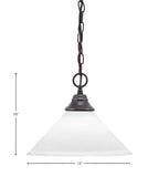 Chain One Light Pendant in Dark Granite with White Muslin Shade