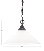 Chain One Light Pendant in Dark Granite with White Muslin Shade
