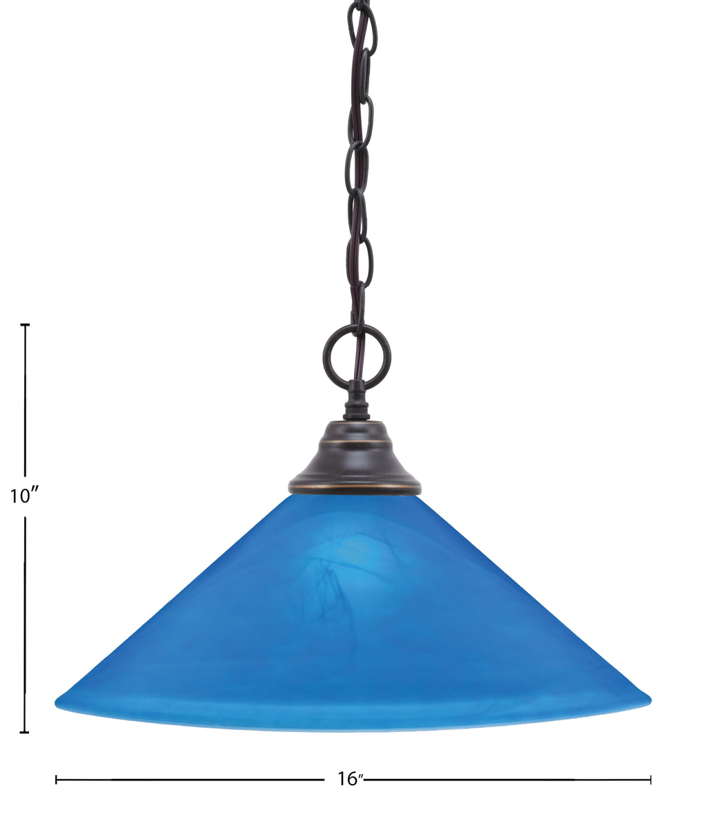 Any One Light Pendant in Dark Granite with 16" Blue Italian Shade