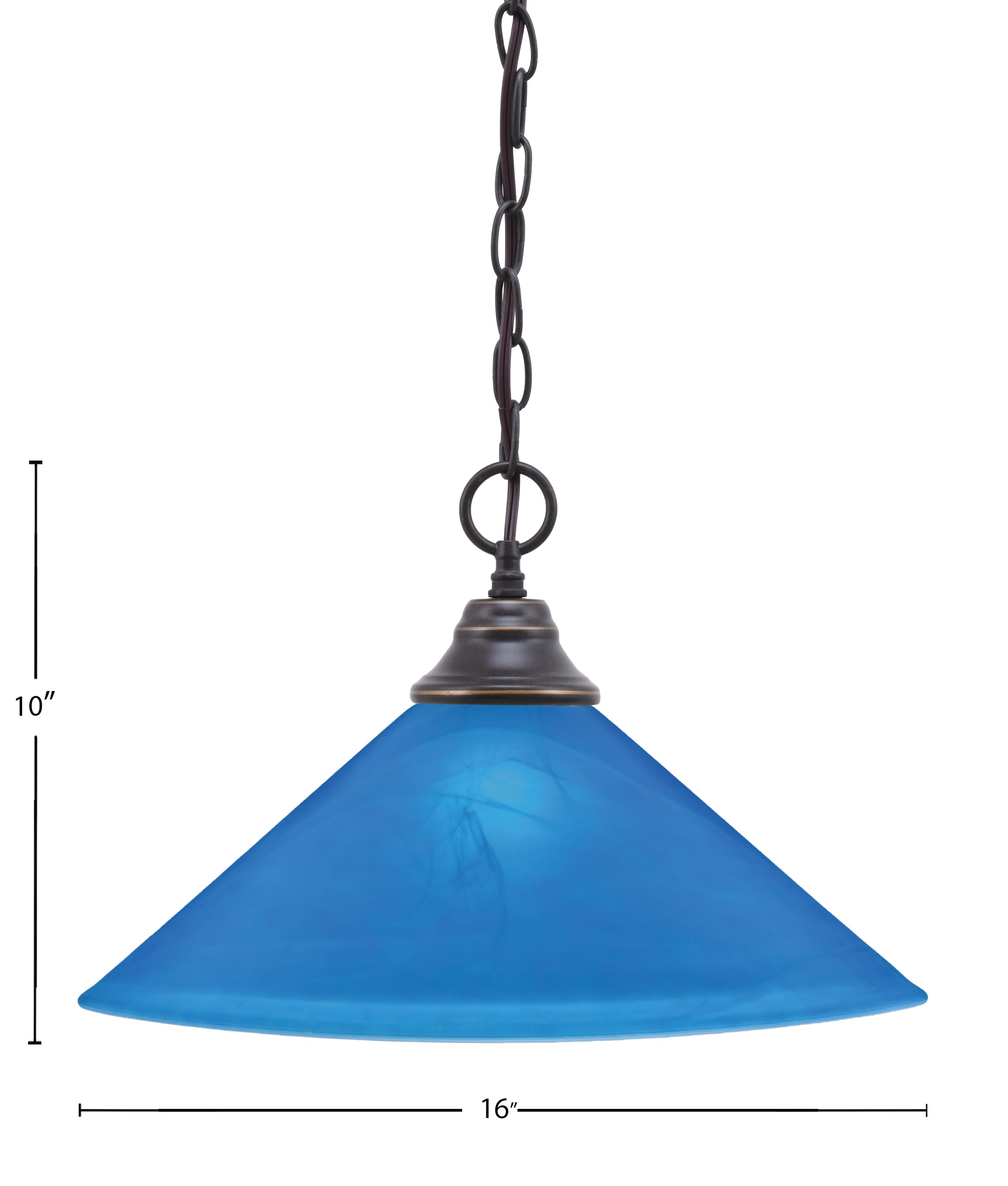 Any One Light Pendant in Dark Granite with 16" Blue Italian Shade