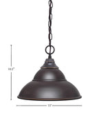 Chain One Light Pendant in Dark Granite with Dark Granite Double Bubble Metal Shade Shade