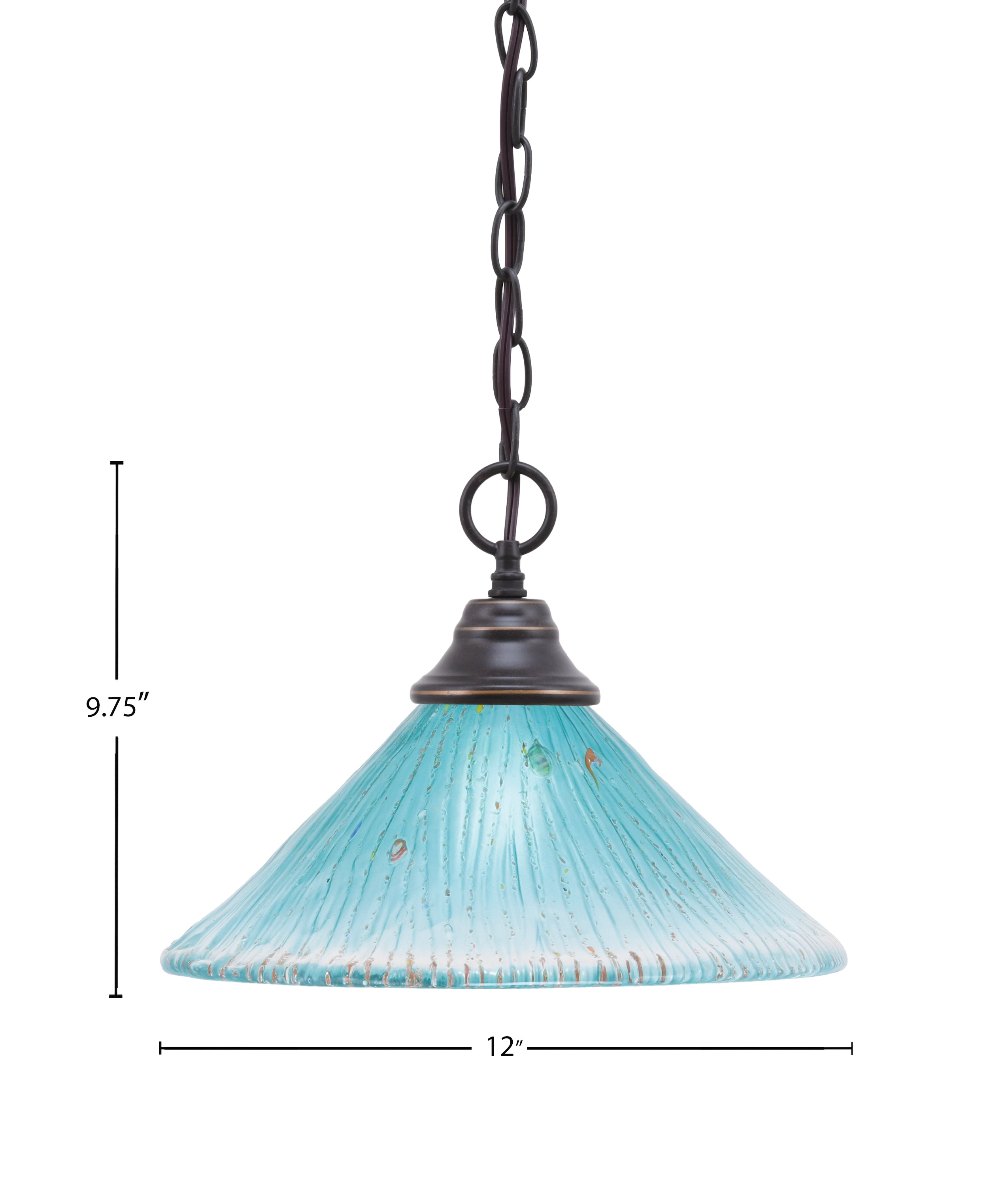 Any One Light Pendant in Dark Granite with 12" Teal Crystal Shade