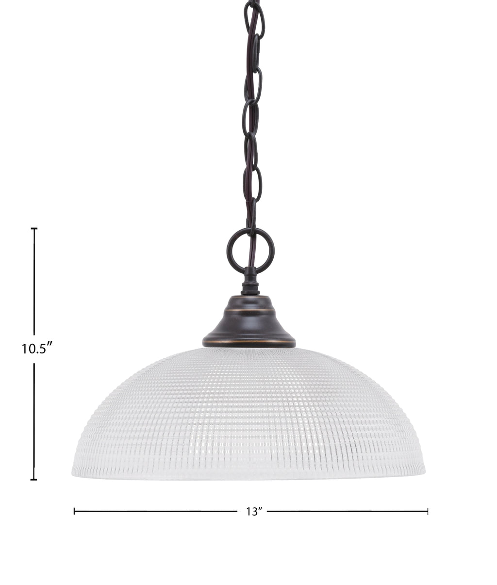 Chain One Light Pendant in Dark Granite with Clear Ribbed Shade