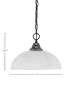 Chain One Light Pendant in Dark Granite with Clear Ribbed Shade