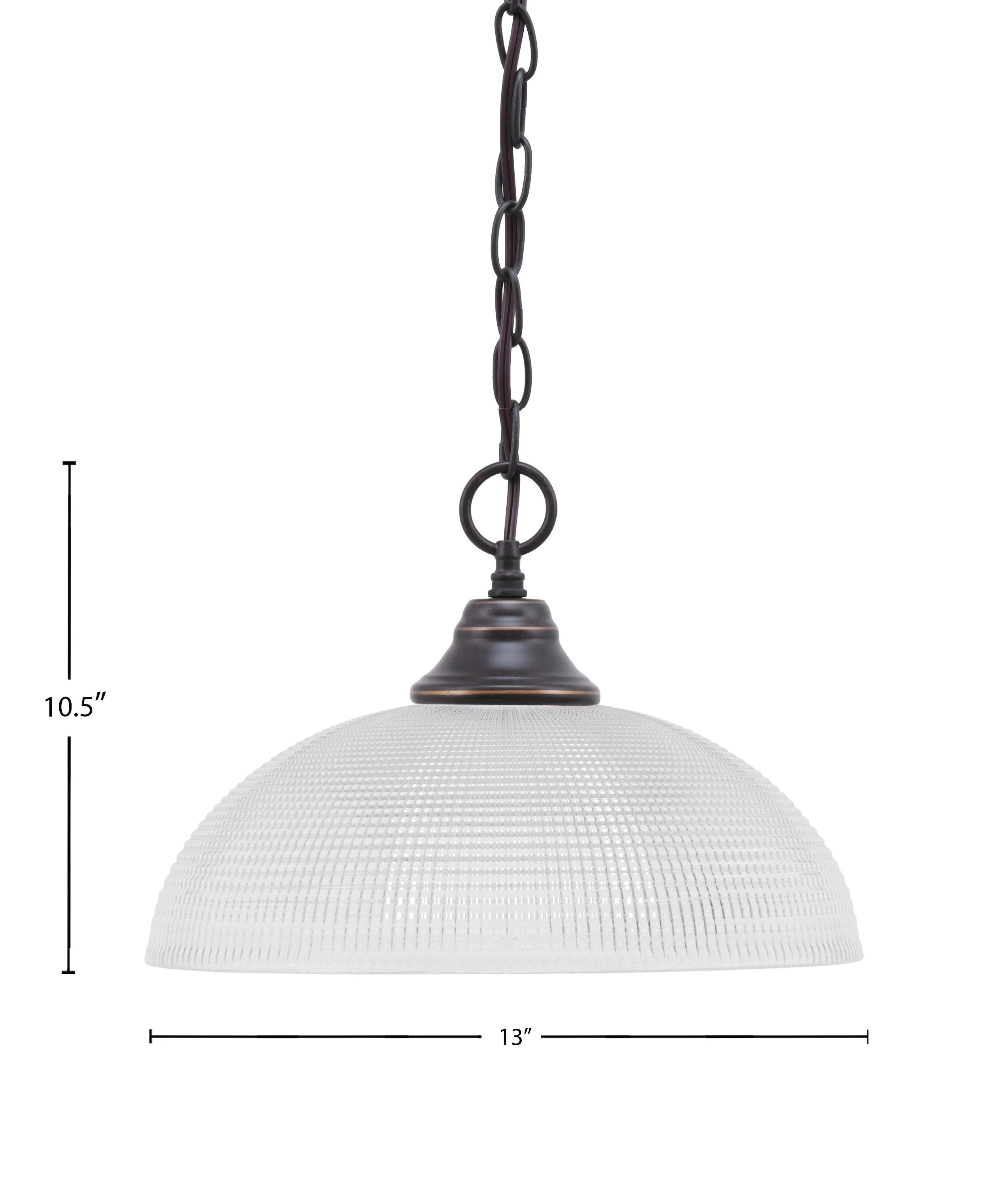 Chain One Light Pendant in Dark Granite with Clear Ribbed Shade