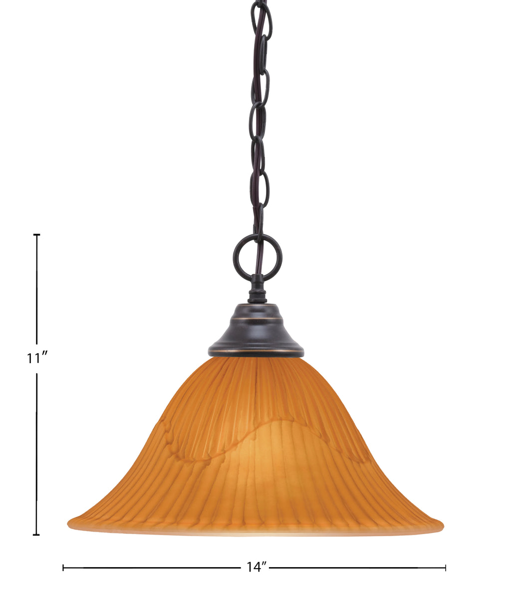 Any One Light Pendant in Dark Granite with 14" Tiger Shade