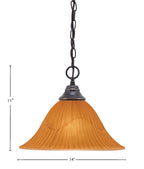 Any One Light Pendant in Dark Granite with 14" Tiger Shade