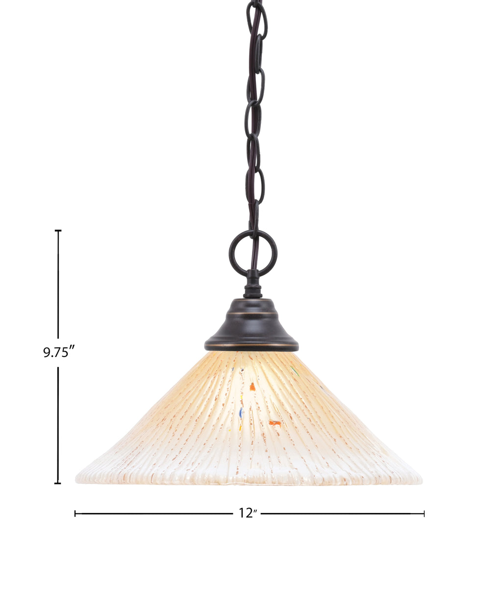 Any One Light Pendant in Dark Granite with 12" Amber Crystal Shade