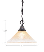 Any One Light Pendant in Dark Granite with 12" Amber Crystal Shade