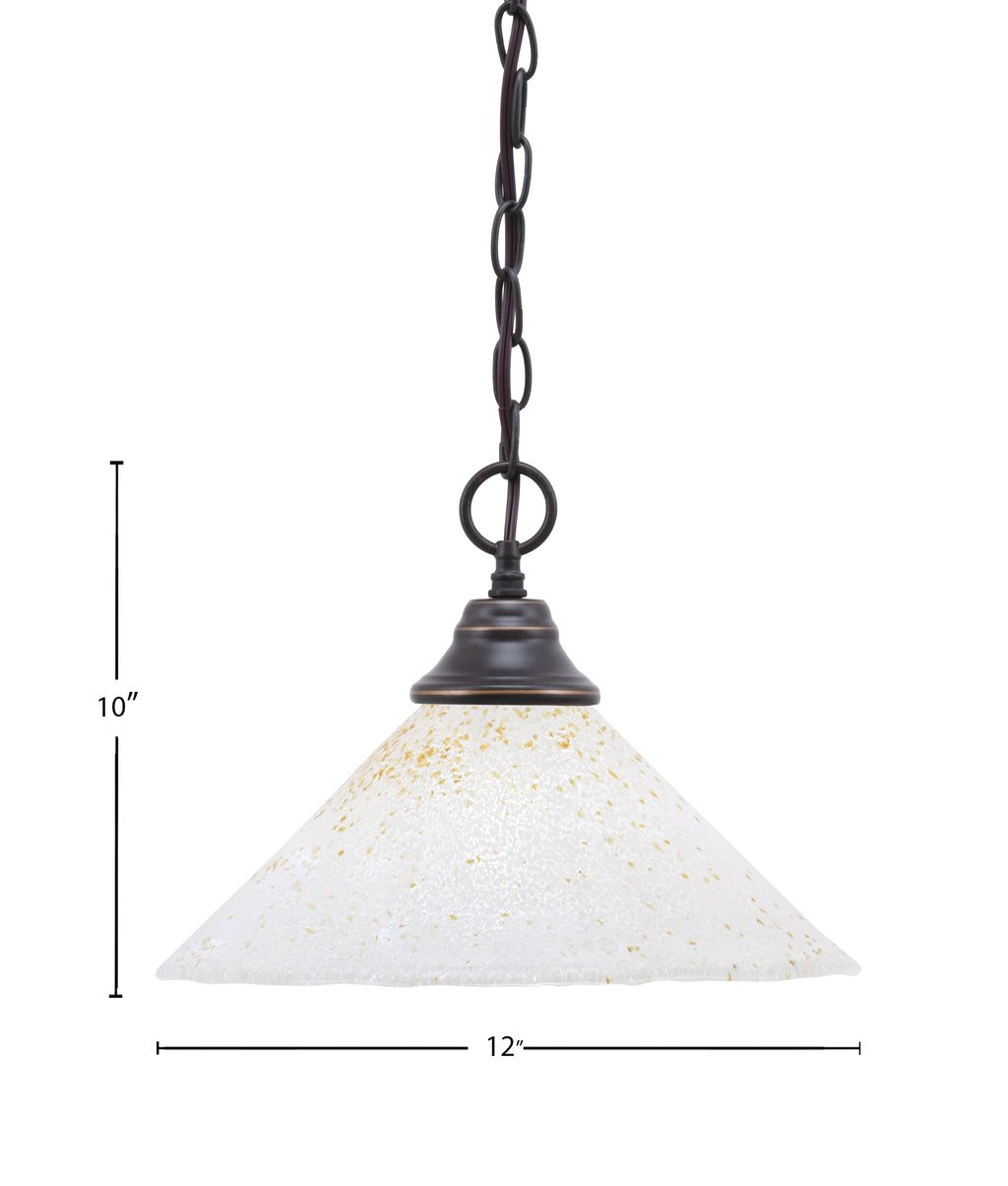 Any One Light Pendant in Dark Granite with 12" Gold Ice Shade