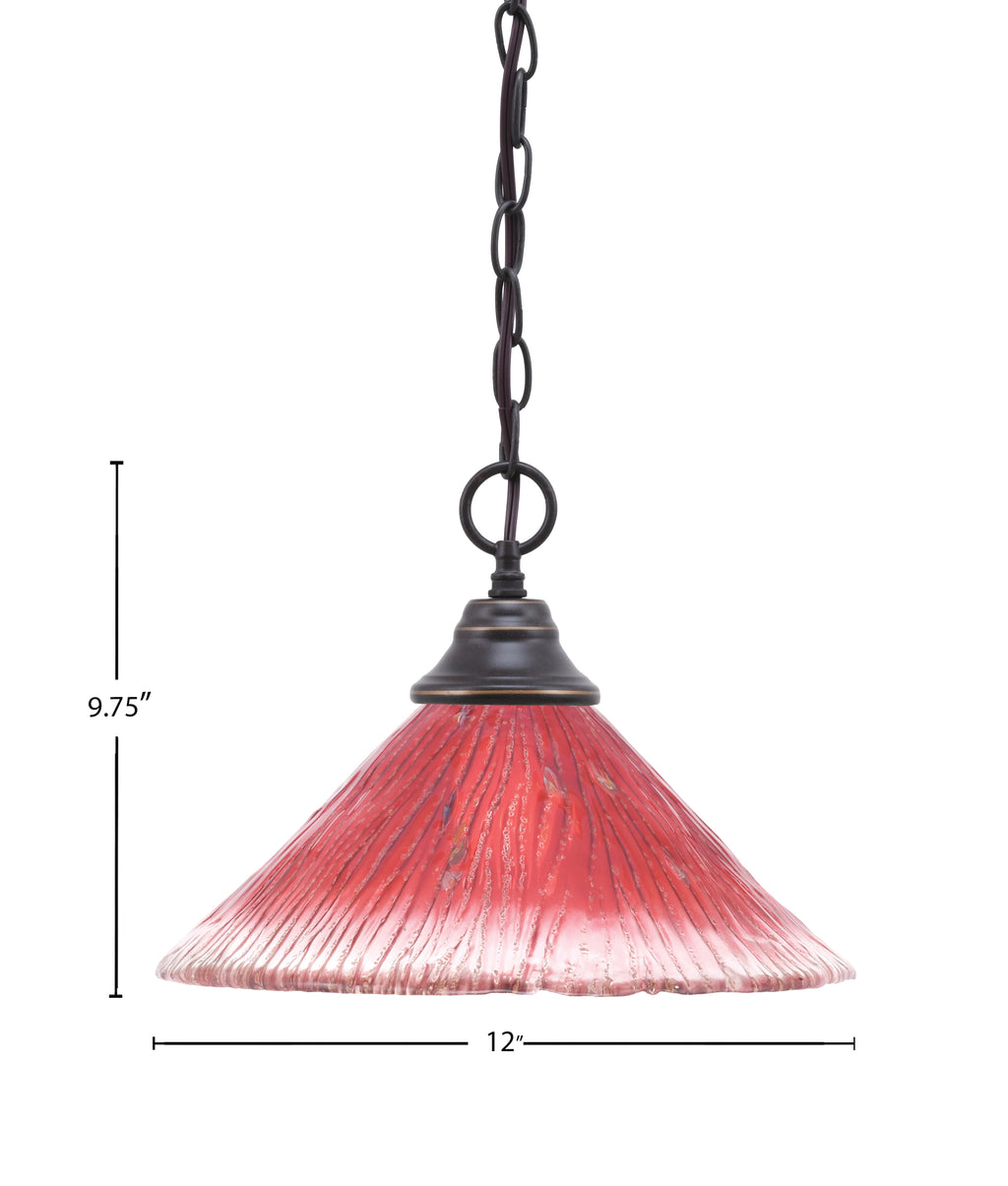 Any One Light Pendant in Dark Granite with 12" Raspberry Crystal Shade