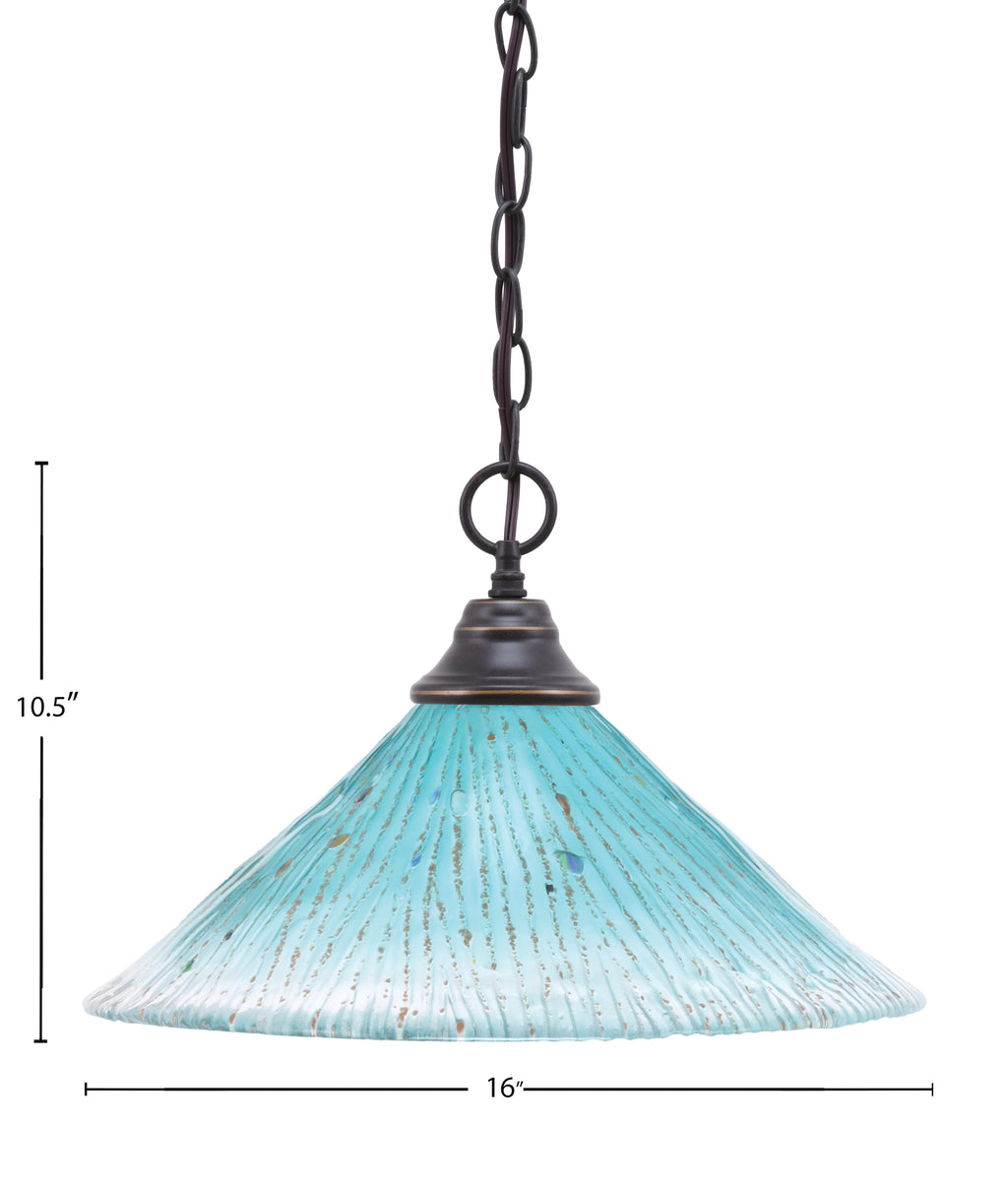 Any One Light Pendant in Dark Granite with 16" Teal Crystal Shade