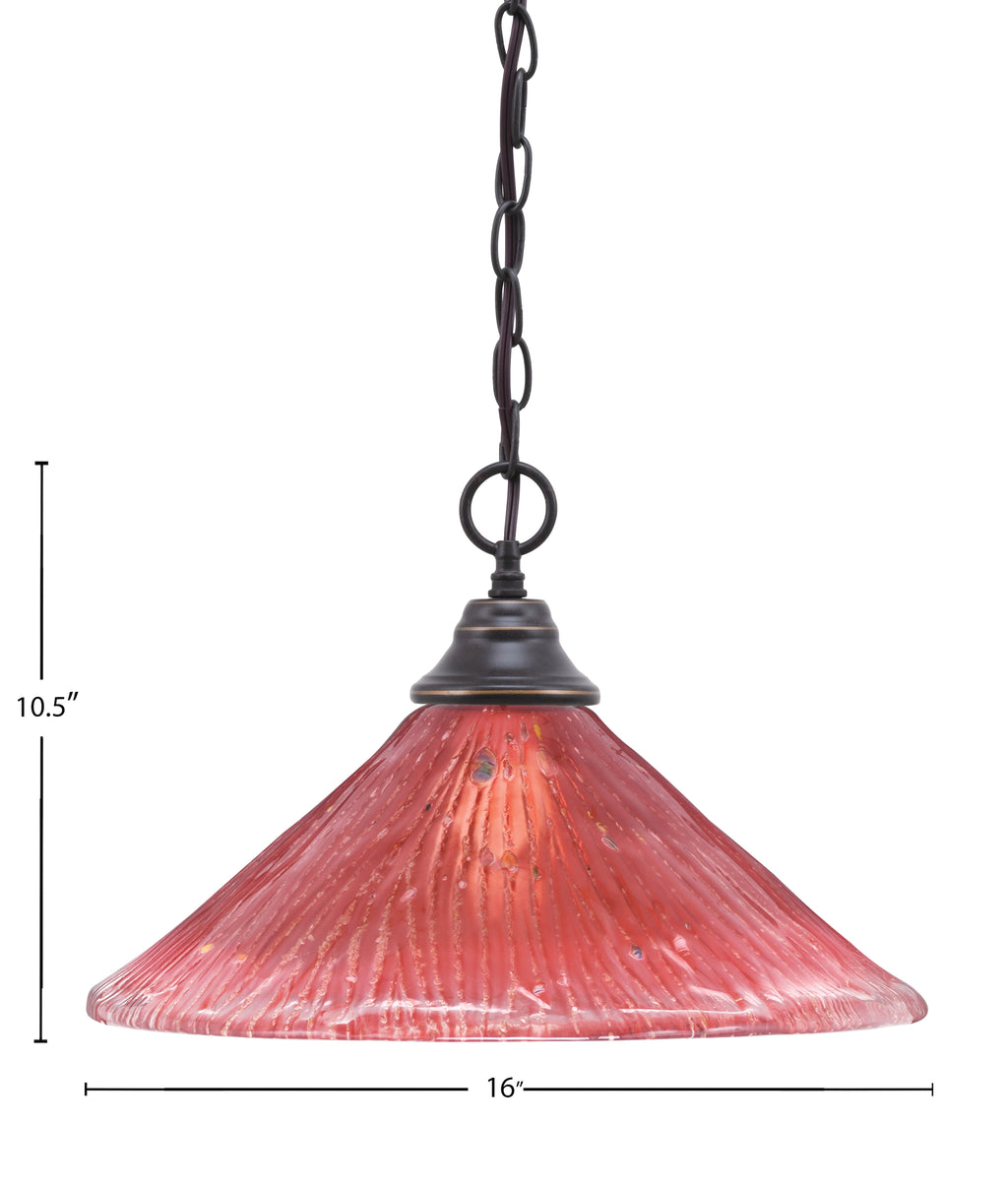 Any One Light Pendant in Dark Granite with 16" Raspberry Crystal Shade