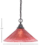 Any One Light Pendant in Dark Granite with 16" Raspberry Crystal Shade