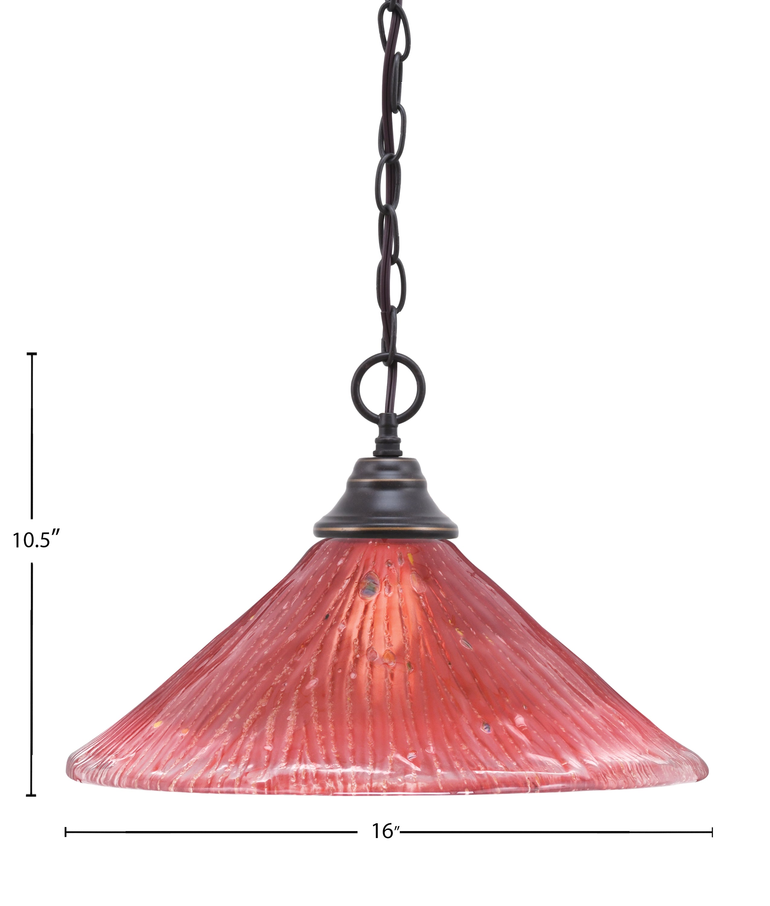 Any One Light Pendant in Dark Granite with 16" Raspberry Crystal Shade