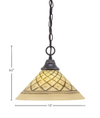 Any One Light Pendant in Dark Granite with 12" Chocolate Icing Shade