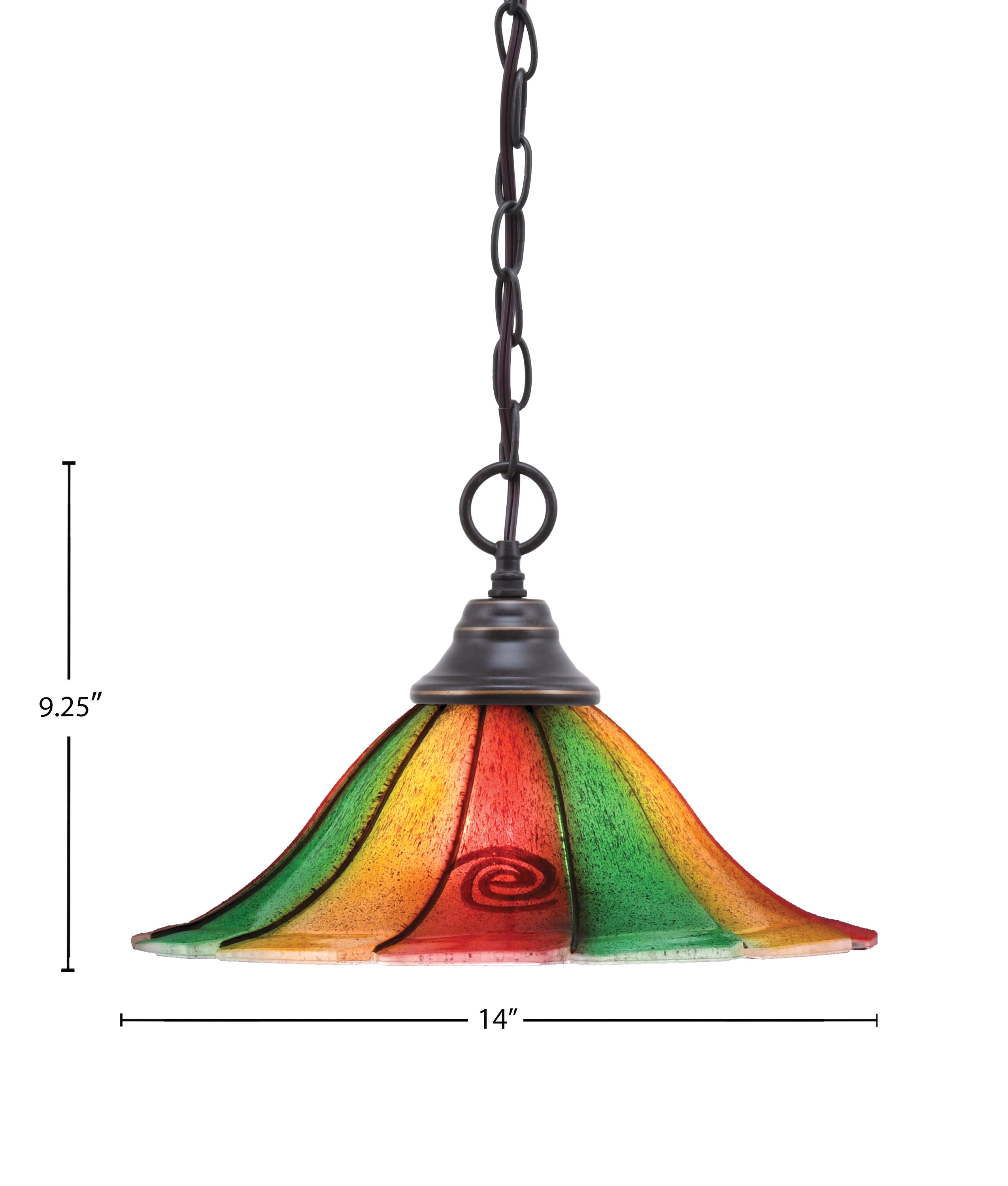 Any One Light Pendant in Dark Granite with 14" Mardi Gras Shade