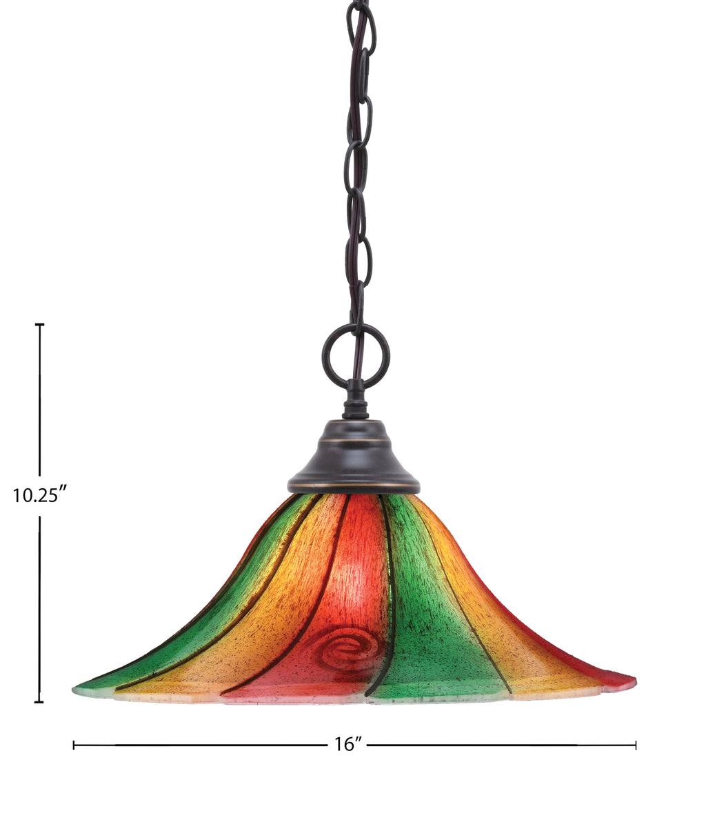 Any One Light Pendant in Dark Granite with 16" Mardi Gras Shade