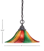 Any One Light Pendant in Dark Granite with 16" Mardi Gras Shade