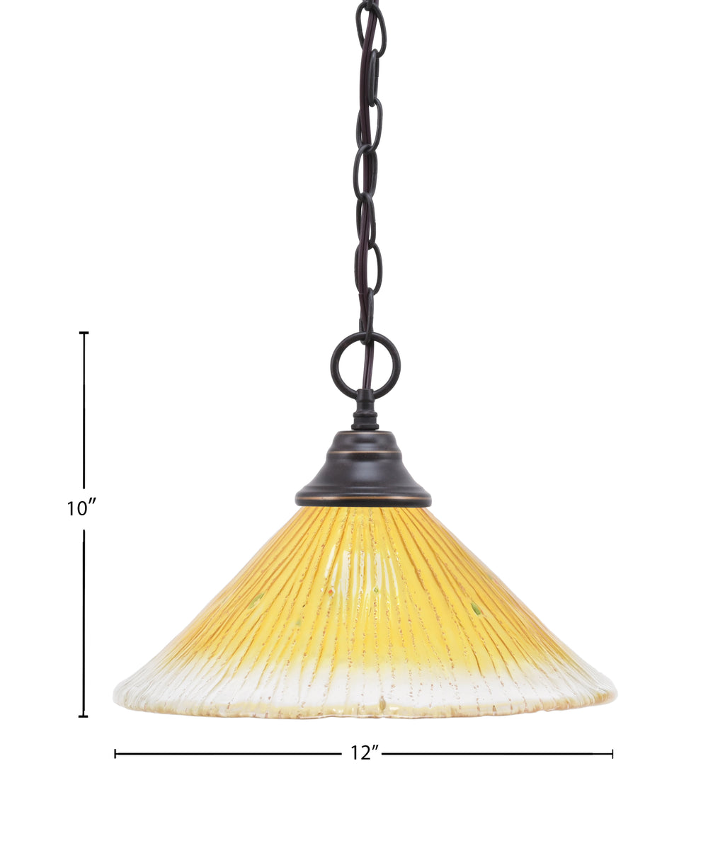 Any One Light Pendant in Dark Granite with 12" Gold Champagne Crystal Shade