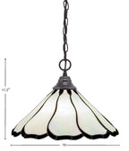 Any One Light Pendant in Dark Granite with 16" Pearl & Black Flair Art Glass Shade