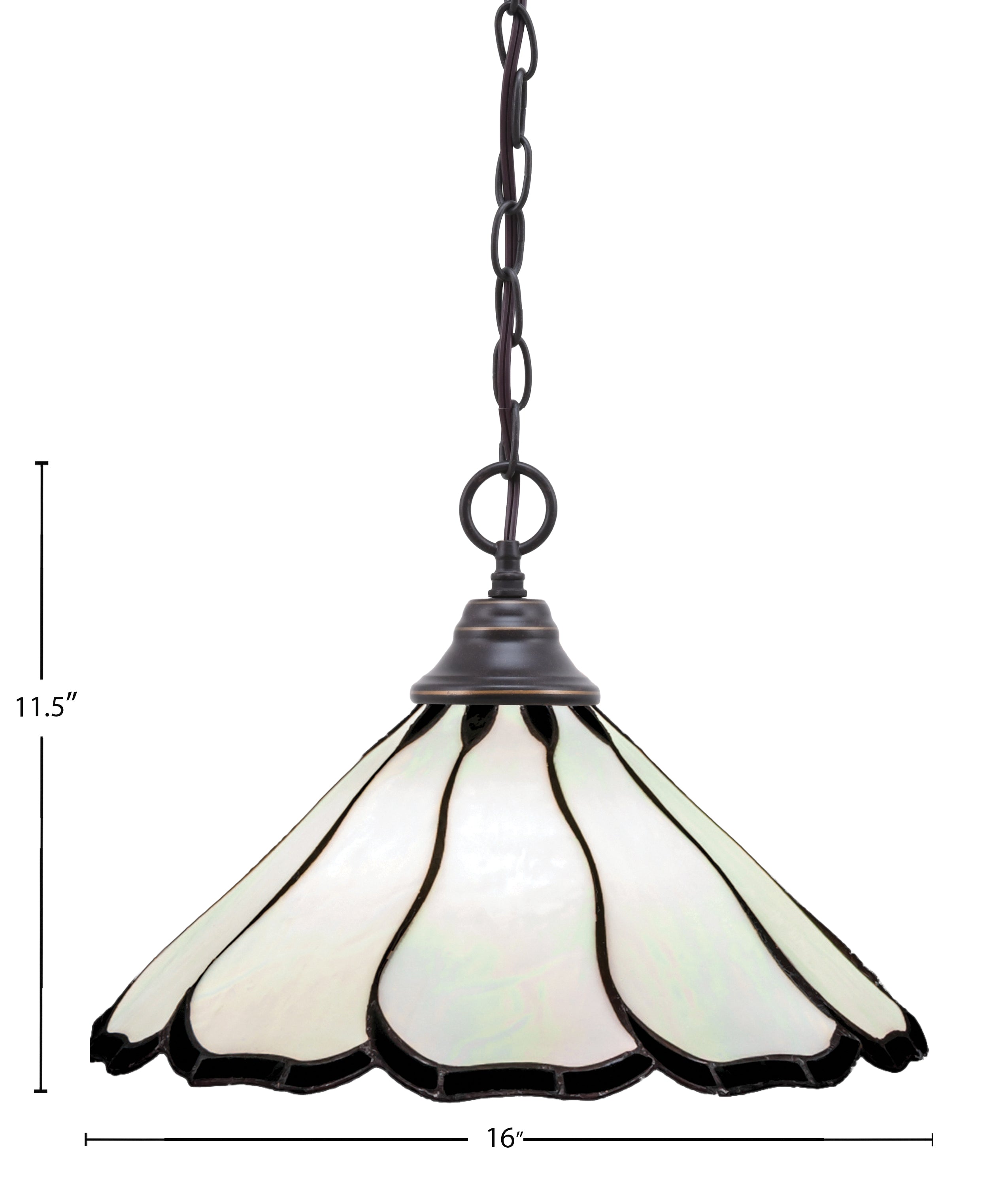 Any One Light Pendant in Dark Granite with 16" Pearl & Black Flair Art Glass Shade