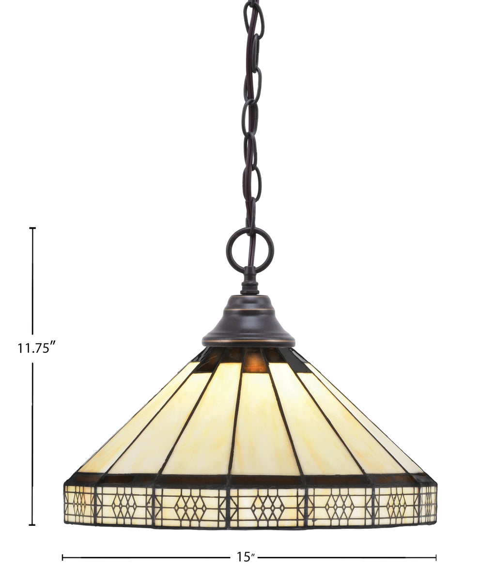 Any One Light Pendant in Dark Granite with 15" Honey & Brown Mission Art Glass Shade