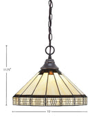 Any One Light Pendant in Dark Granite with 15" Honey & Brown Mission Art Glass Shade