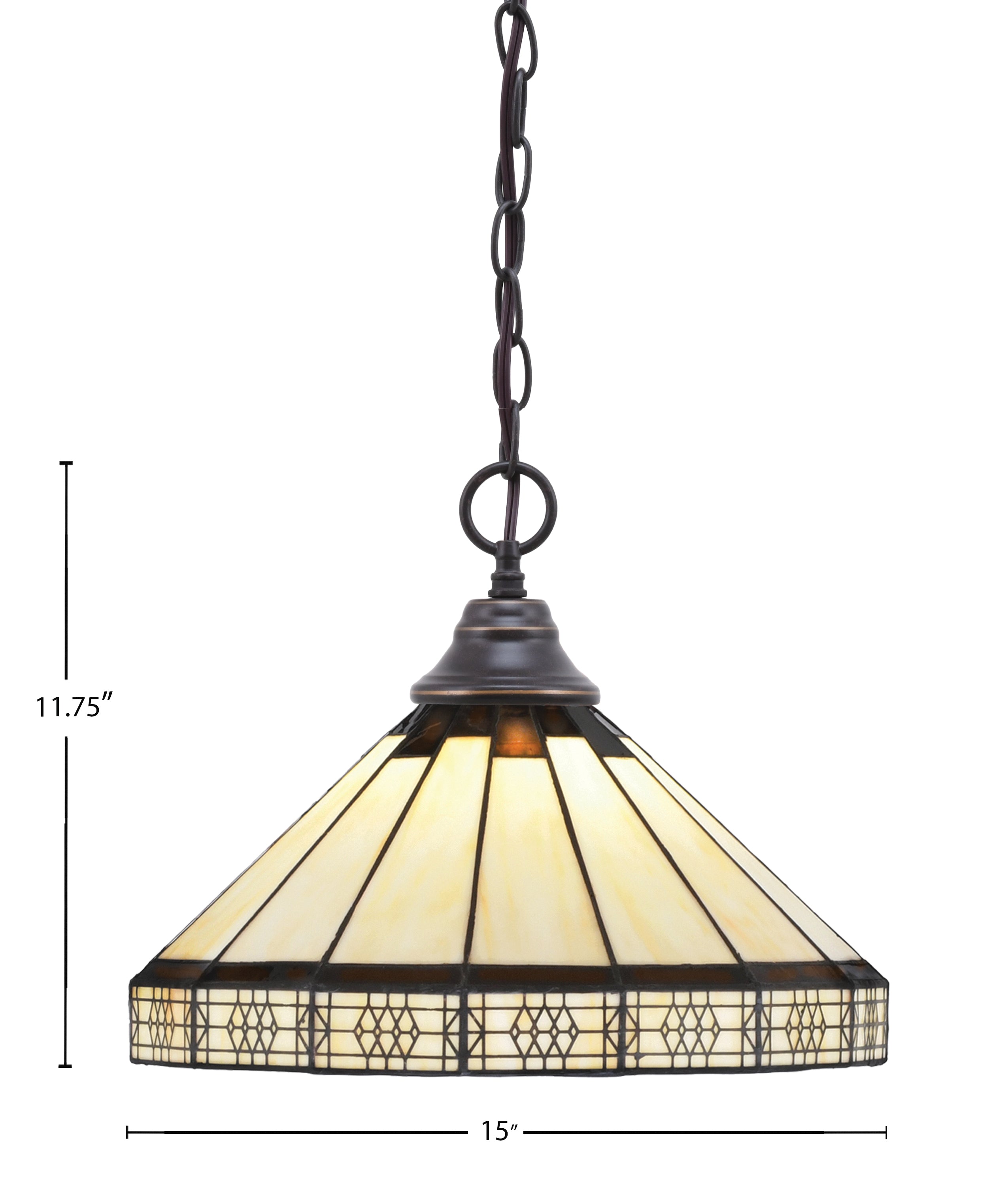 Any One Light Pendant in Dark Granite with 15" Honey & Brown Mission Art Glass Shade