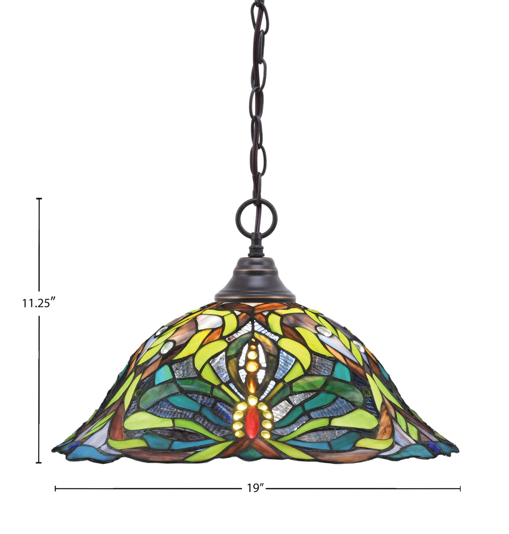 Any One Light Pendant in Dark Granite with 19" Kaleidoscope Art Glass Shade
