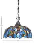 Any One Light Pendant in Dark Granite with 16" Blue Mosaic Art Glass Shade