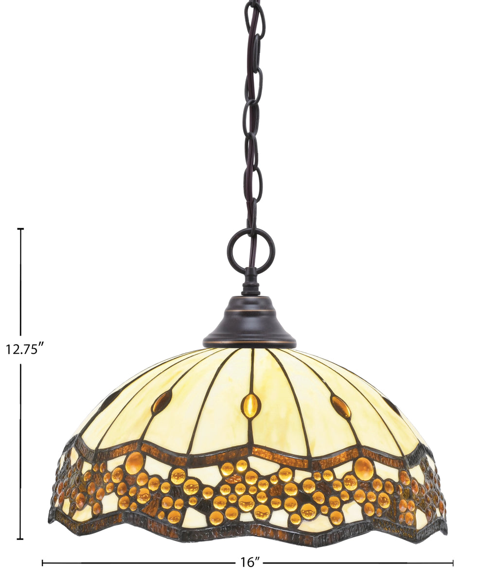 Any One Light Pendant in Dark Granite with 16" Roman Jewel Art Glass Shade